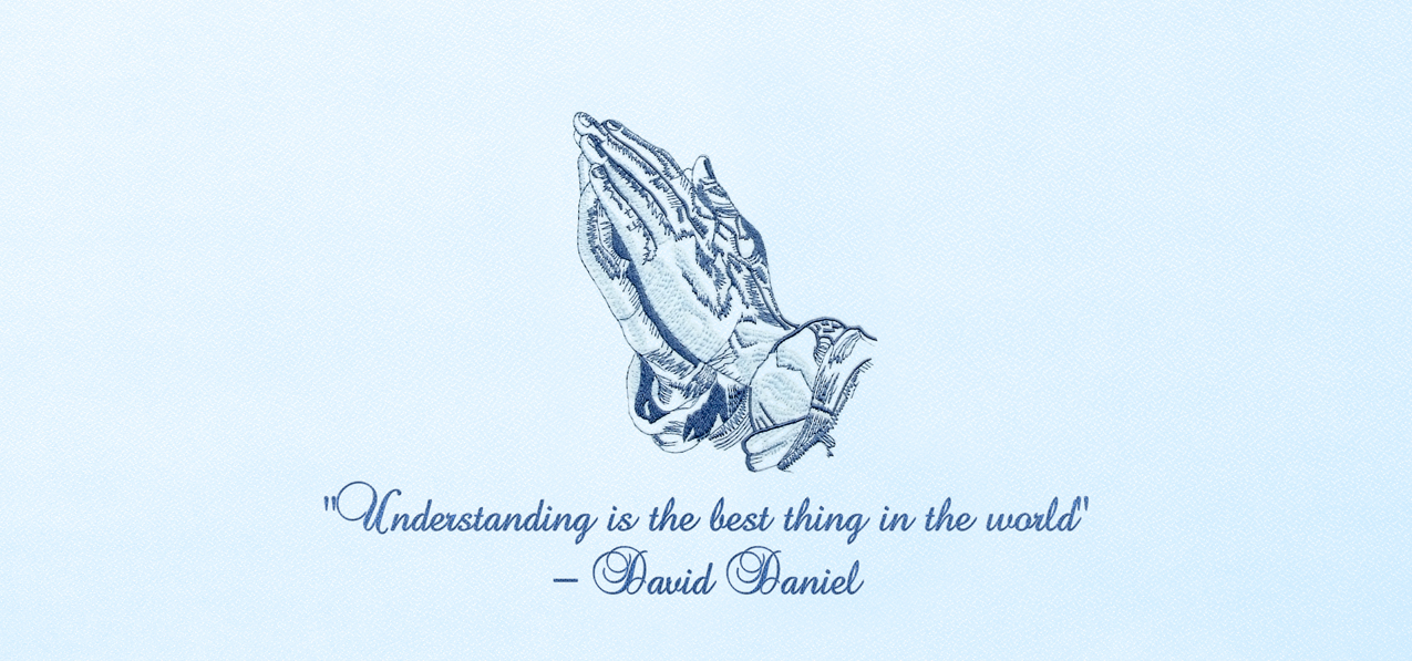 Blue Faux Crepe Praying Hands (Understanding) PROOF